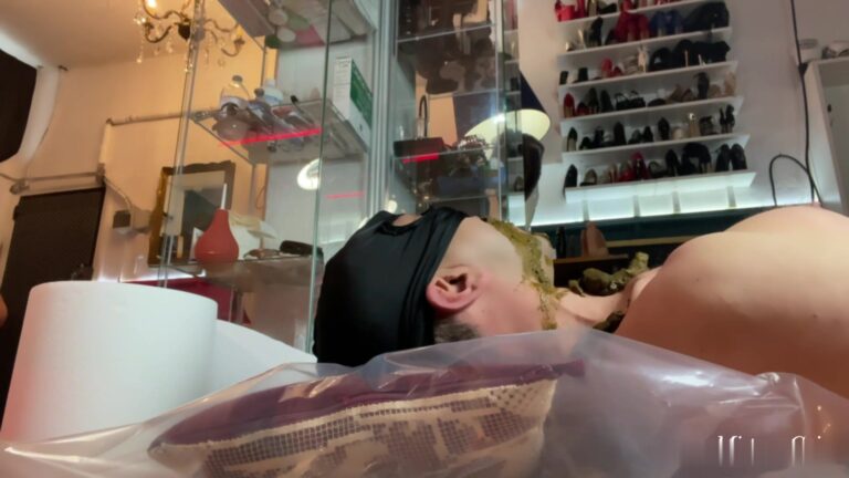Mouth filled with her shit  Mistress Gaia  babe   her slave